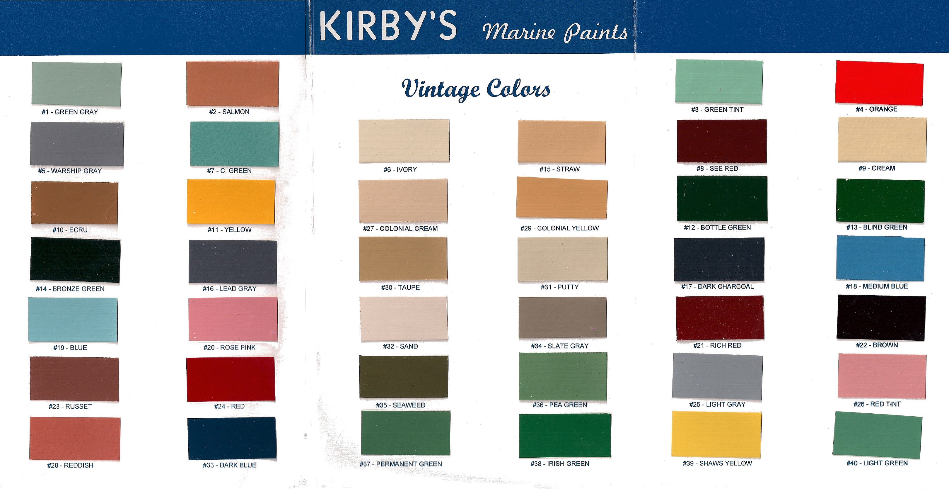 Kirby's Vintage Color Chart - George Kirby Jr. Paint Company